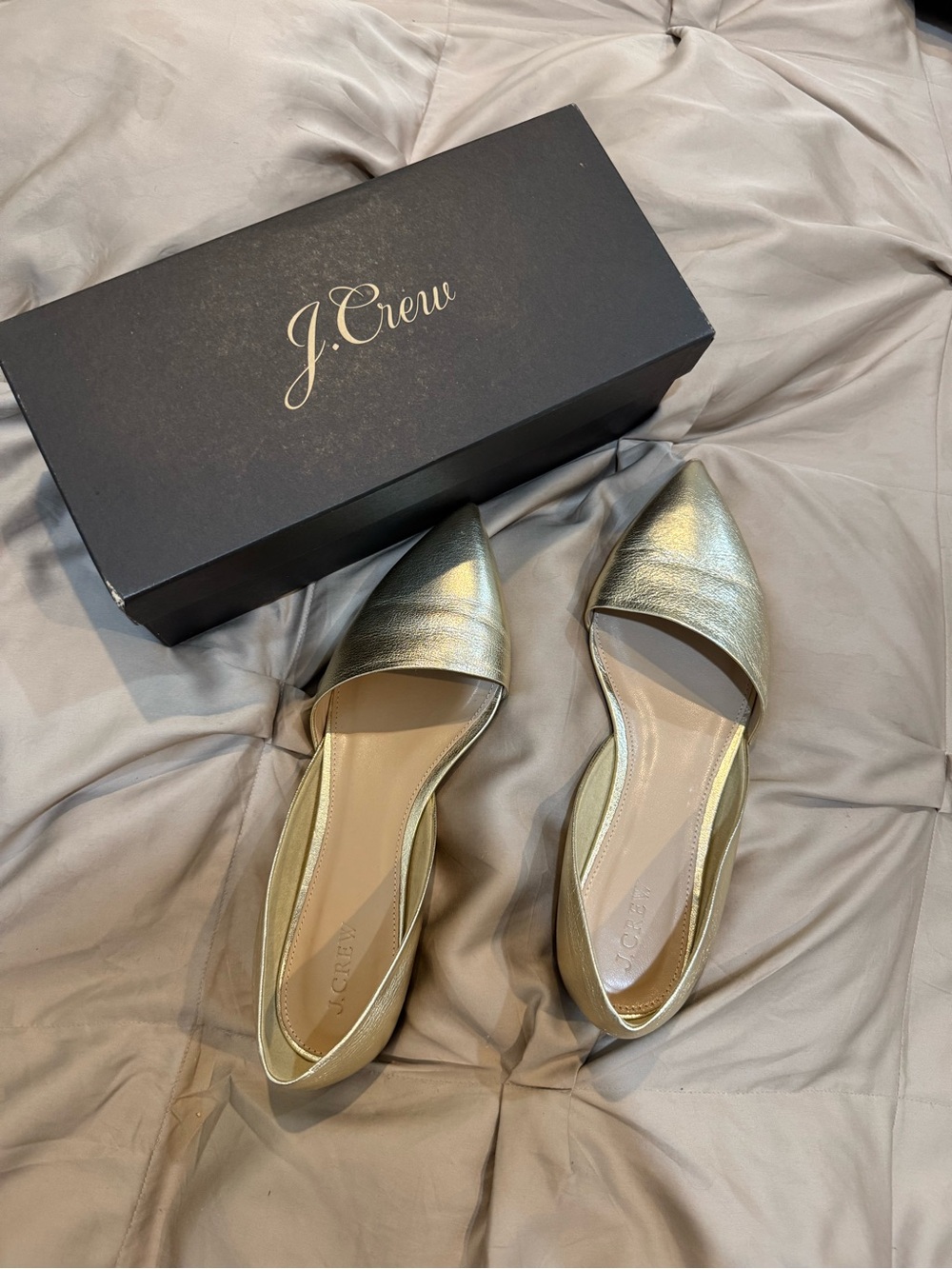 J. Crew Metallic Gold Pointed-Toe Flats - Sloan D'Orsay Flats